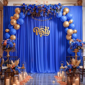 10x10ft Royal Blue Backdrop Curtain Panels for Parties - Wrinkle Free Polyester Photo Curtain Backdrop Wedding Back Drop Fabric Drapes for Party Decorations Background for Photography