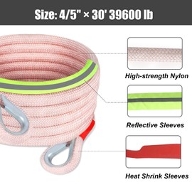 Upgrade Kinetic Recovery Rope, 4/5''×30' 39600LBS Heavy Duty Tow Rope with Steel Shackles Off Road Recovery Gear,High-Strenth Recovery Rope with Portable Bag & Gloves,Tow Strap for Truck, Car, Jeep