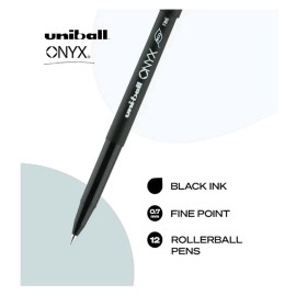 uni-ball Uniball Onyx Rollerball Pen 12 Pack Black 0.7mm Fine Point Office Supply Gel Ink