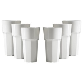 Virtually Glass Unbreakable Reusable Polycarbonate Plastic White Octagon Shaped Tumblers.(340ml/ 12oz to Rim Height 14.4cm, Max Diameter 7.9cm) Solid Gloss look made in UK (6)