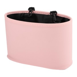 A ABSOPRO Car Trash Can Portable and Hanging 10.2" Length 4.3" Width 6.7" Height Trash Bin Faux Leather Pink 1 Pcs