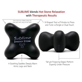 Sublime (Basalt Black)(Single) Synergy Stone - Contoured Hot Stone Massage Tool with Radiant Heat - Relaxing and Therapeutic for Neck, Back, Legs, Feet - Matte Surface for on Skin with Oil only