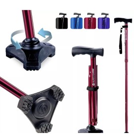 HurryCane Drive Medical HurryCane Freedom Edition Foldable Cane with T Handle, Red (NEW)