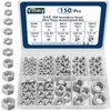 Vifmy 150pcs SAE Hex Nuts Assortment Kit,4#40 6#32 8#32 10#24
