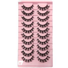 10 Pairs of 3D False Eyelashes, False Eyelashes, D Curl Lashes, Natural Look, Russian Strip Lashes, Curly Cat Eye Lashes, Full Volume False Eyelashes (DH06-2)