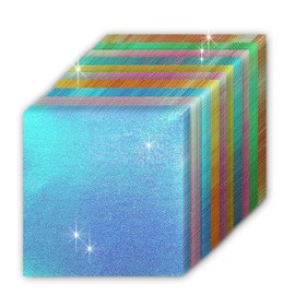 ORG-003 Origami Glitter, 50 Sheets, 10 Colors, 6.9 inches (15 cm) Square, Aurora Color, Glossy Paper, Single Side, Origami Paper, Colorful Thousand Cranes, Decorative, Tanabata, Crafts, 5.9 x 5.9 inches (15 x 15 cm), Sparkling Plenty Round