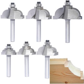 Akylin 6pcs Classical Cove Router Bit Set,1/4" Shank Cove & Fillet Bits,Carbide Tipped Cutters for Wood Standard Cove Profiling,Molding,Edging