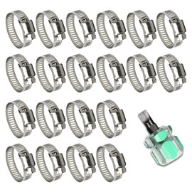 MLUOVI Hose Clamps 20 Pcs Hose Clamps Stainless Steel 3/4" - 1-1/8" Small Hose Clamps Adjustable Heavy Duty Hose Clamps for Automotive, Marine Grade, Radiator, Fuel Line Worm Gear Hose Clamps Kit