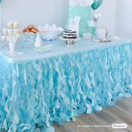 Bluekate Mint Green Table Skirt. 6ft Table Skirt with Double Layer Organza! Baby Shower Decorations, Mermaid Party, Birthday, Under The Sea Decorations. Tutu Table Skirts for Rectangle Tables 6ft