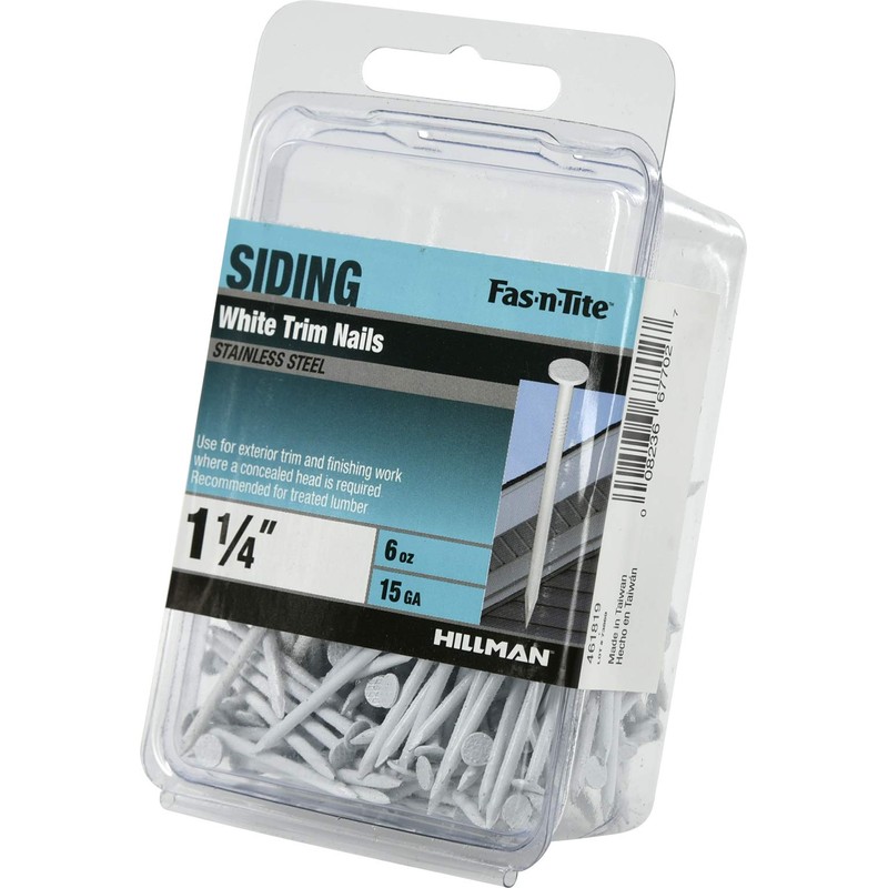 Hillman Fasteners 461819 White Painted Stainless Steel Trim Nails, 6