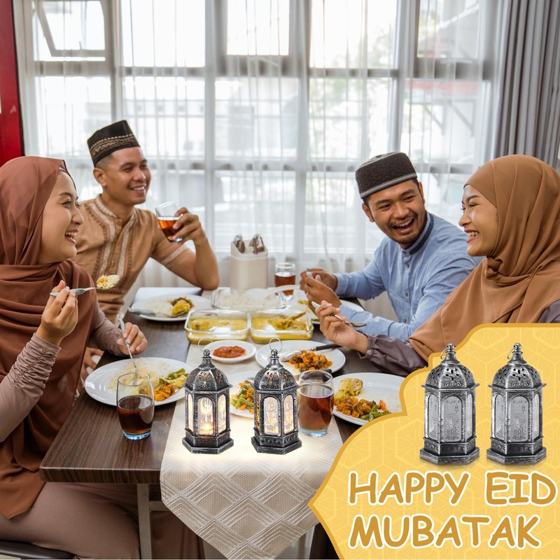 Threan Ramadan Lantern Lights LED Mini Eid Mubarak Lantern Gifts,