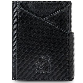 BULL GUARD Trifold RFID Blocking Front Pocket Wallet for Men, Secured Card Slots & Coin Pocket with Magnetic Closure, Durable & Modern Leather Design in Carbon Black Ridge