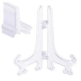 Oungy Mini Easel Stand, 80 Pcs Clear Plastic Display Easel Stands, 4 In Small Plate Stands for Photos, Cards, Frames, Art Tiles, Retail Signs, Tabletop Decor and Craft Shows