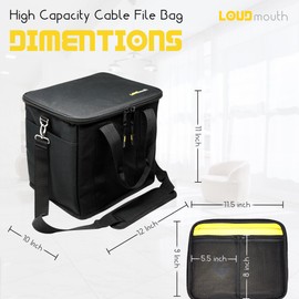 Loudmouth Cable File Bag | Cord & Accessory Musician Organization | Travel DJ Gig Bag for Professional DJ Gear, Musical Instrument and Accessories | 12" x 10" x 11”