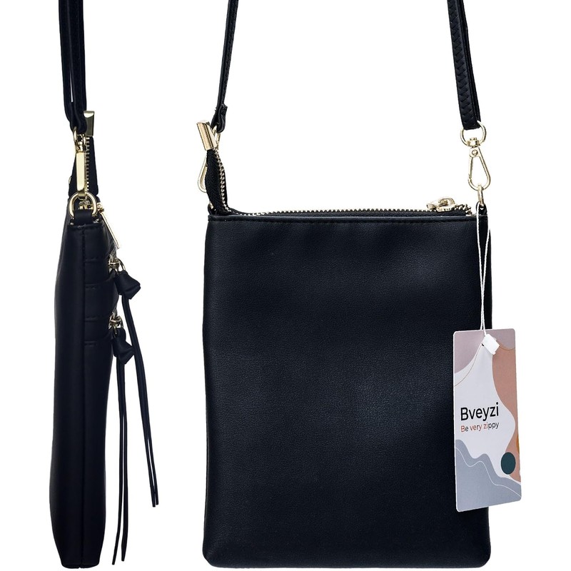 Bveyzi Women's Small Crossbody Purse Multi-Pocket Lightweight Crossover Travel Bag