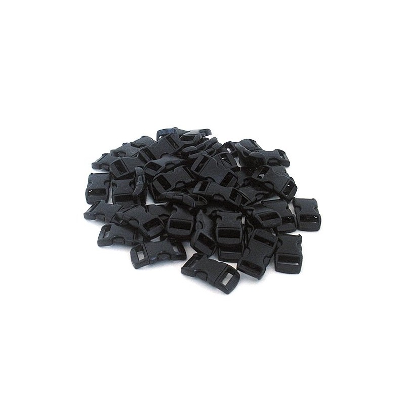 3/8 Inch Black Plastic Buckles - Curved Contoured Quick Side