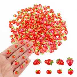 200 Pieces Mini Strawberry for Dollhouse Miniatures Resin Food for Crafts Cute Tiny Strawberry Decor for Dollhouse Mini Kitchen Fairy Garden Micro Landscaping Decoration