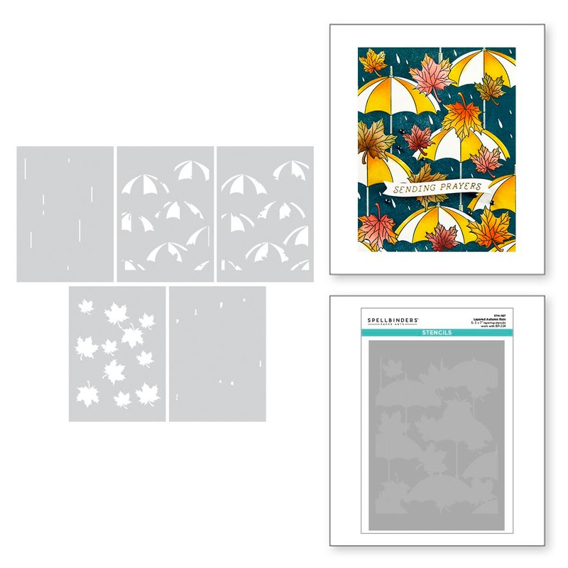 Spellbinders Autumn Rain BetterPress Bundle Stencil, Metal