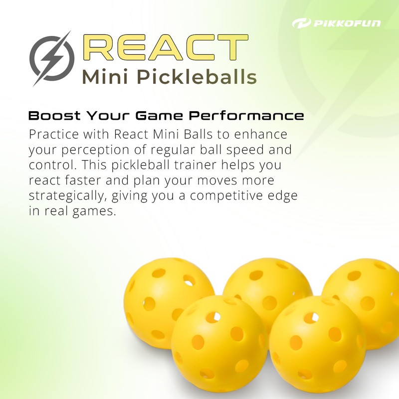 PIKKOFUN React Mini Pickleball Balls - 5 Pack Silent Pickleball