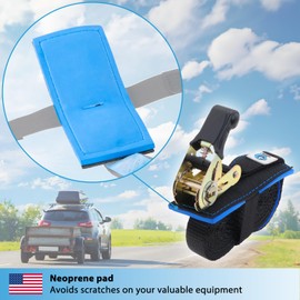 valonic Wolf - Ratchet tie Down Straps - 3500 lbs, 2 Pack, with Protection pad, 13 ft x 1 inch, Black - Ratchet Straps, tie Downs for Motorcycle