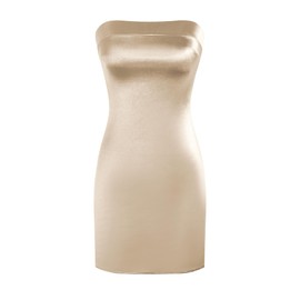 ZAFUL Women Tube Satin Mini Dress Bodycon Backless Silk Wedding Guest Cocktail Dresses (Champagne,L)