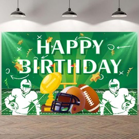 Football Party Backdrop, 71x43'' Football Birthday Party Background, Happy Birthday Football Backdrop & Football Birthday Backdrop, for Football Party Decorations & Football Birthday Decorations