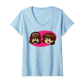 Womens Wahhh! Cartoon Girls Arguing Characters For Kids V-Neck T-Shirt