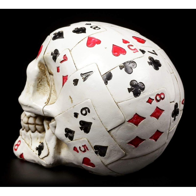 Skull Figurine - Poker Skull - Fantasy Gothic Decoration Funny