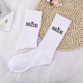 Guqqeuc Bridal Shower Gifts for Bride Wedding Bachelorette Party Supplies Bridal Socks Engagement Gift for Fiancee Bride-To-Be Sock for Women
