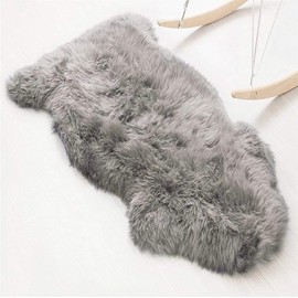 KAIHONG Faux Fur Sheepskin Style Rug,Faux Fleece Chair Cover Seat Pad Soft Fluffy Shaggy Area Rugs For Bedroom Sofa Floor (gray-1, 60 x 90 cm)