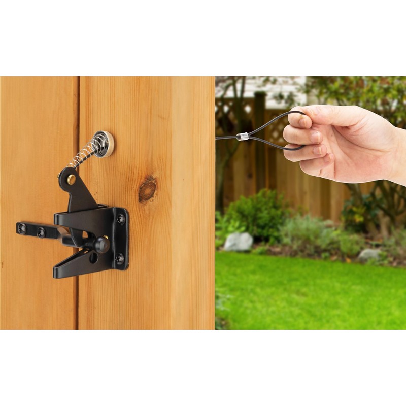 Self Locking Gate Latches with Spring Cable Pull, Post Mount
