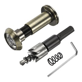 PATIKIL 9/16" Door Viewer Peephole, Copper Privacy Door Viewer with Privacy Cover, 180-Degree Fits 1-3/4" to 2-15/16" Door with 14mm/0.55" Drill Bit for Security, Bronze