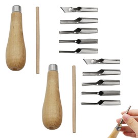 2 Set Lino Cutting Set Wood Linoleum Carving Tools Kit Woodworking Sculpting Tool for Woodworking Sculpture Linocut Cutting