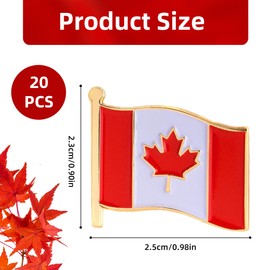 20PCS Canada Flag Lapel Pins, Metal Canada Flag Pin Canadian Maple Leaf Lapel Pin Brooch for Men Women Badge for Clothes Bags Hats Travel Souvenir Gifts (20PCS)