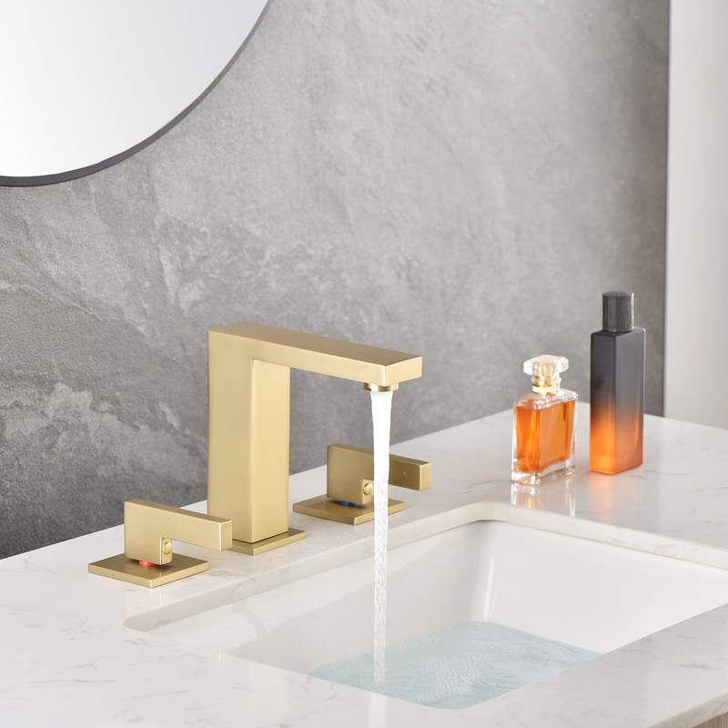sumerain Brushed Gold 8 Inch Widespread Bathroom Faucet 2 Handle