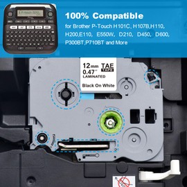 JoyPrinting Tape Compatible with Brother Label Printer Tape 12mm 0.47 TZe-231 TZe-131 TZe-431 TZe-531 TZe-631 TZe-731 Compatible with Brother PT-E110 H100R H110 H101C H108 E100 H100LB 12mm (0.47")