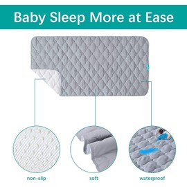 Biloban Baby Waterproof Bed Pad Washable Quilted Crib Mattress Pad 28" x 52", Reusable Underpads Bed Wetting Incontinence Cover for Baby Toddler Children and Adults, Grey
