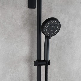 Tecmolog ST35B Shower Head Holder 25 mm Stainless Steel Adjustable for Shower Rail Black