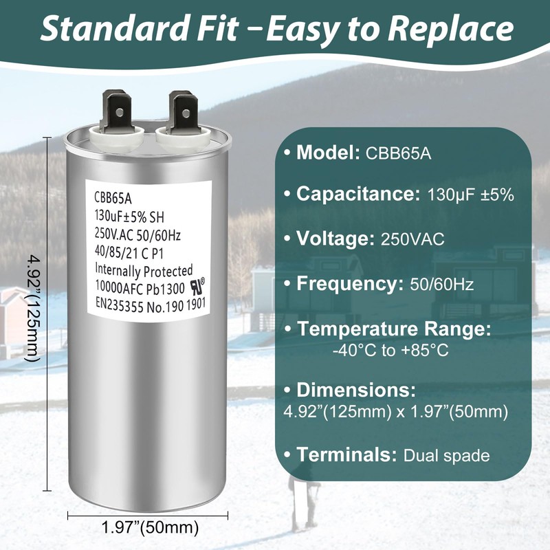 CBB65A Run Capacitor 130 uF 130uF 130MFD 250VAC 250V AC