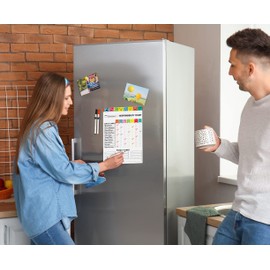 Inkdotpot Magnetic Whiteboard Responsibility Chart Chore Chart for Refrigerator - Dry Erase Behavior Chart for Kids Responsibility Chart with 2 Fine Tip Marker & Eraser