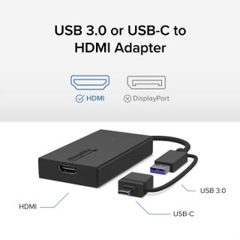 Plugable Adaptador USB C a HDMI, adaptador de gráficos de vídeo universal para USB 3.0 y USB-C Mac y Windows, extiende un monitor HDMI hasta 1080p a 60Hz
