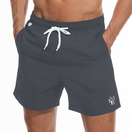 vxsvxm Men's Swim Trunks Beach Shorts Quick Dry Bathing Suits with Pockets/Mesh Lining Charcoal Grey