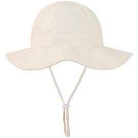 Baby Girl Sun Hat Infant Summer Beach Hats with UPF 50+ Toddler with Wide Brim Strap Outdoor Bucket Hat Yellow Stripe 0-6 Months