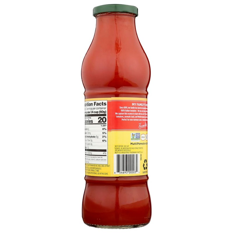Mutti Passata Tomato Puree w Basil 24.5 oz (12 Pk)