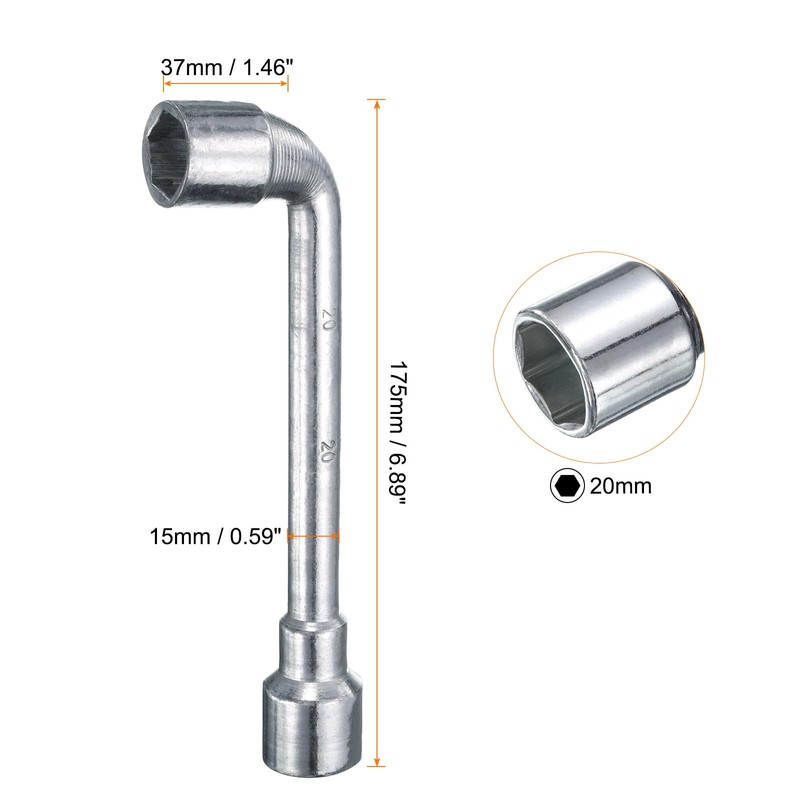 sourcing map L Shaped Angled Hex Socket Wrench 20mm 45#