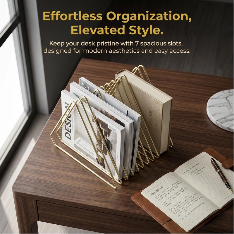 ZYFOFFICE Gold Expandable Bookends, 7-Section, 2"-15.7"