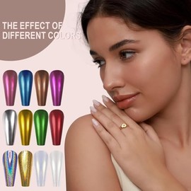16 Polvo Cromado para Uñas, Nail Art Glitter con Efecto Espejo, Laser para Uñas, Polvo Efecto Perla para Glazed Donut Nails