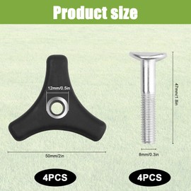 4 Sets Lawn Mower Handle Bolts,Triangle Handle Knob,Universal Lawnmowers Handle Wing Nut and Bolt Replacement Parts for Honda and Most Lawn Mower Machine Accessories Supplies