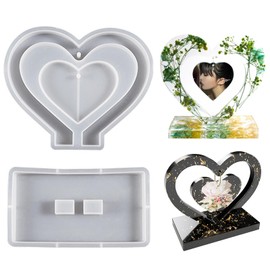 Heart Silicone Moulds DIY Silicone Moulds Crafts with Base Resin Mould for Photo Frame Epoxy Resin Molds for DIY Heart