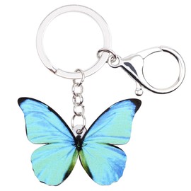 BONSNY Morpho Menelaus Butterfly Key Chains for Women Car Purse Bag Rings Pendant Charms (Blue)